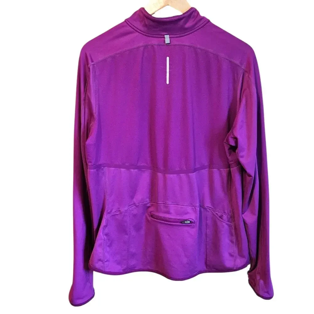 Nike Dri Fit 1/4 Zip Athletic Workout Long Sleeve Top Magenta Pink Women XLarge